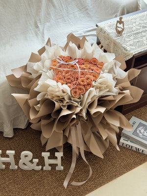 33 Cappuccino Rose in love shaped perfect for proposal flower at Kuala Lumpur and Selangor.