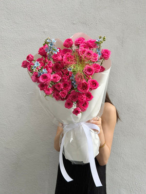 Fresh sophie rose spray roses bouquet arranged in a modern pastel wrap, ideal for same day flower delivery from a trusted KL florist in Kuala Lumpur.