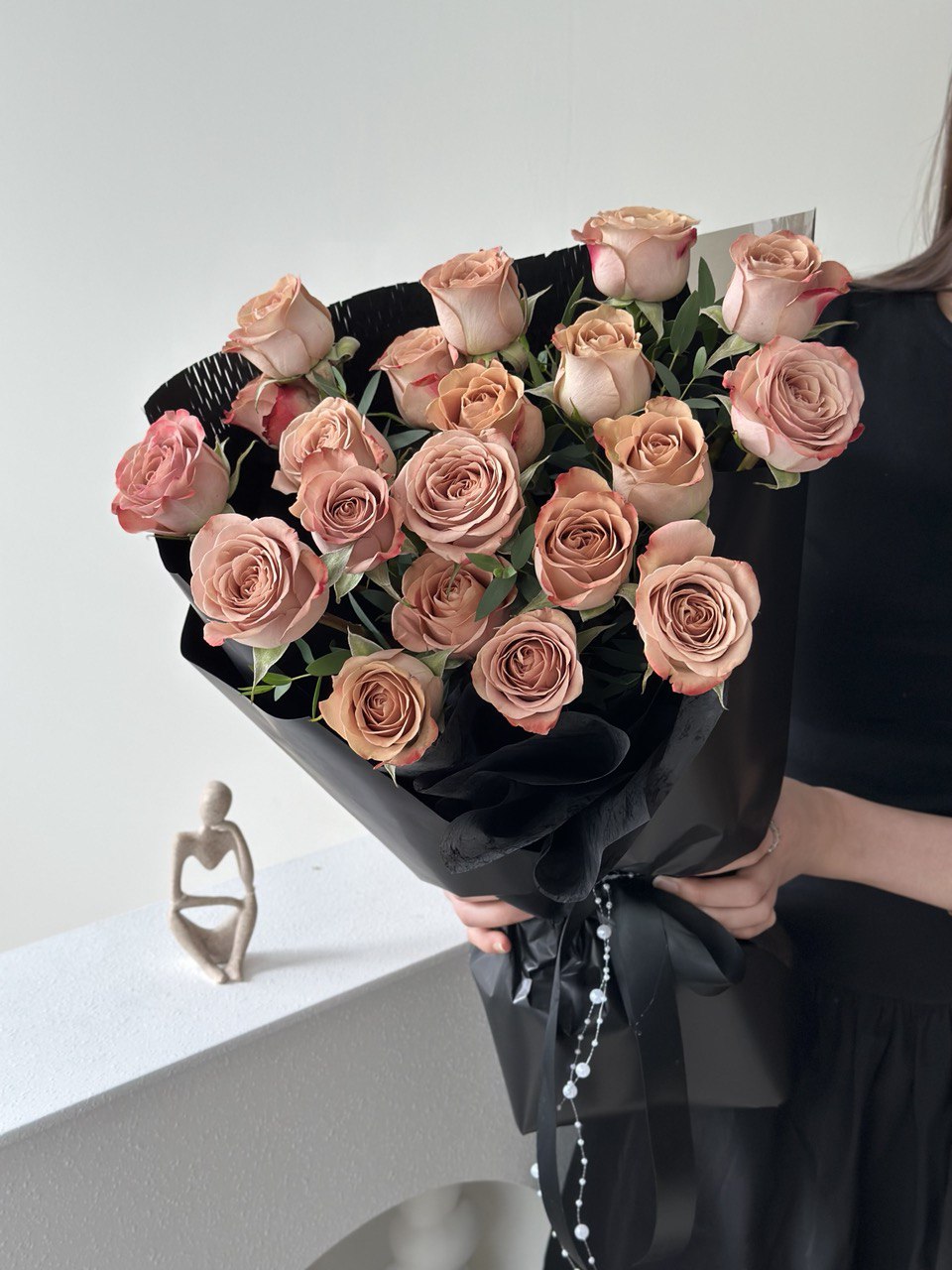 Birthday flower bouquet featuring cappuccino roses by Hug and Heart Florist Subang Jaya Kuala Lumpur.