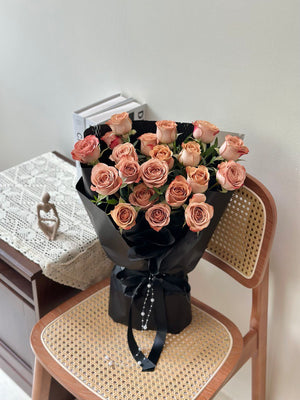 Handcrafted cappuccino rose bouquet by Hug and Heart Florist Subang Jaya for special occasions.