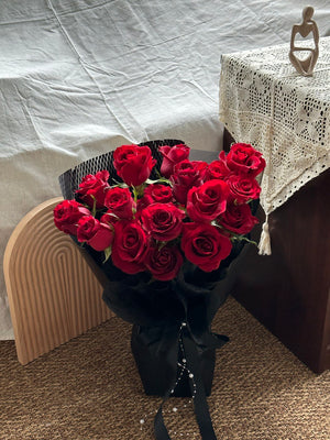 Romantic red rose bouquet, designed by Hug and Heart Florist Subang Jaya.