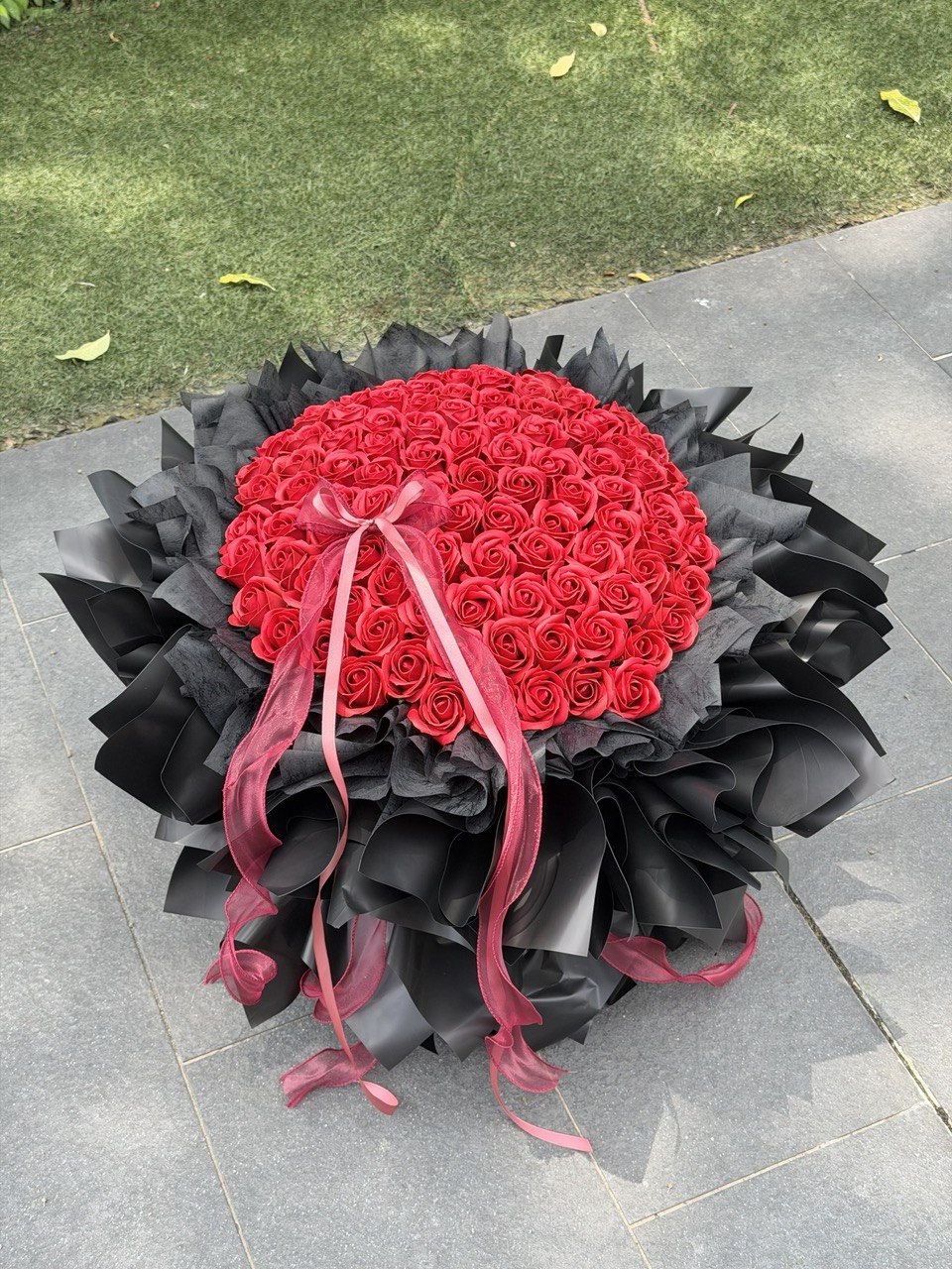 99 red roses soap flower bouquet for unforgettable proposal, flower prepared by Hug and Heart Florist Subang Jaya.