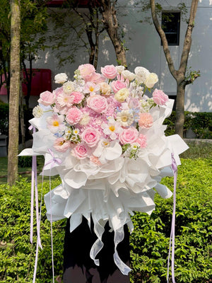 Luxury Pink Hydrangea Ballet birthday flower bouquet with pink hydrangeas, roses and white flowers by Subang Jaya florist.