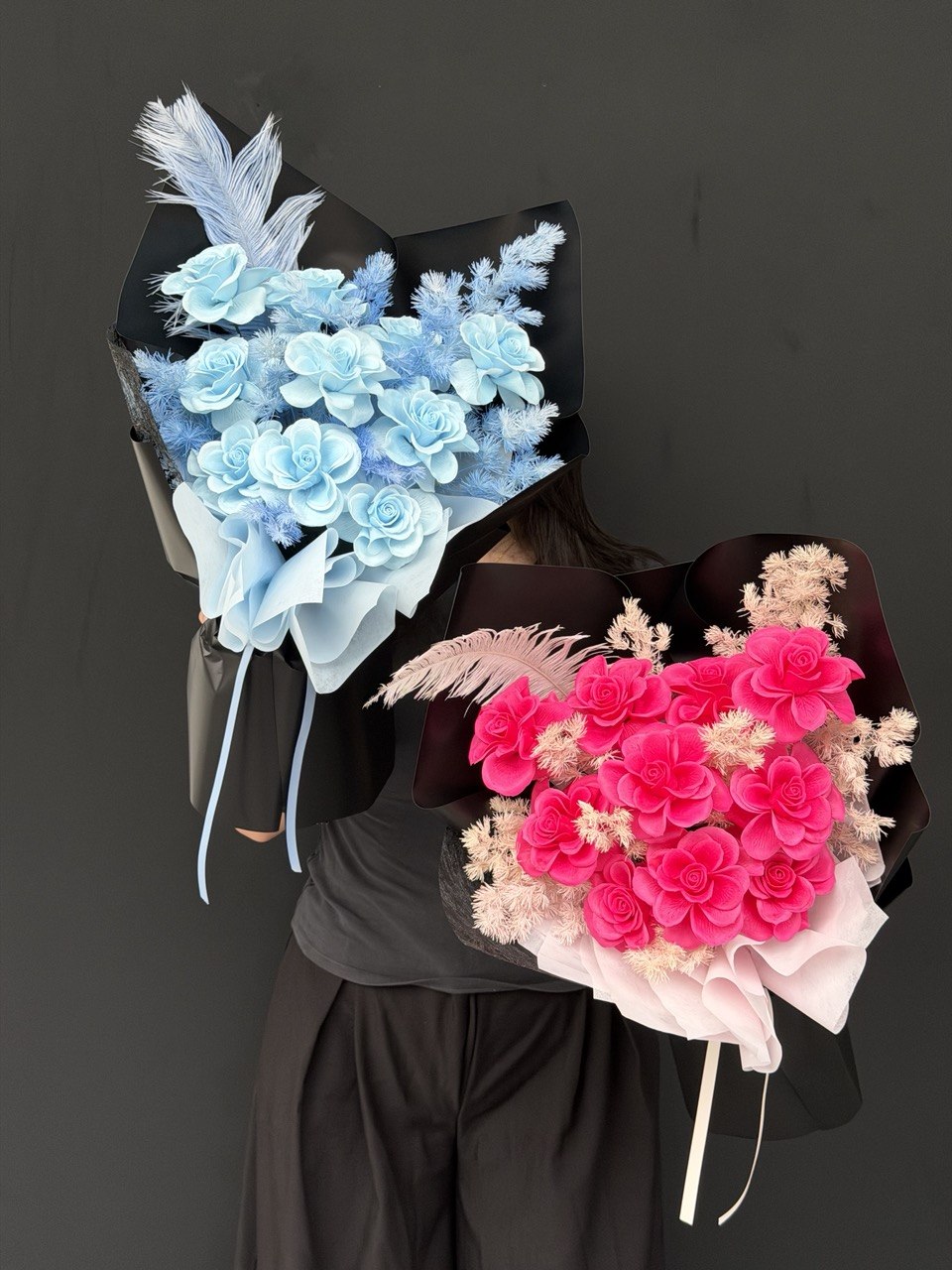 Beautiful handcrafted soap flower rose bouquet by Hug and Heart Florist, ideal for birthdays, thank you gifts, and home decoration.