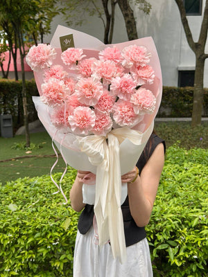 A bouquet of pink carnation perfect for mother's day with same day delivery in Kuala Lumpur and Selangor.
