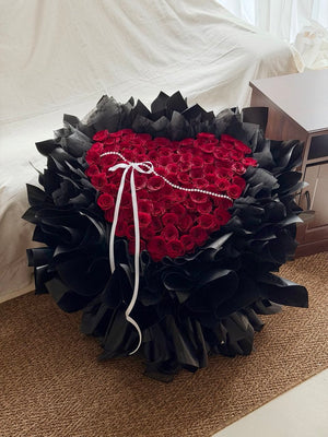 99 red roses proposal bouquet from Hug & Heart Florist, with flower delivery in KL and Selangor.