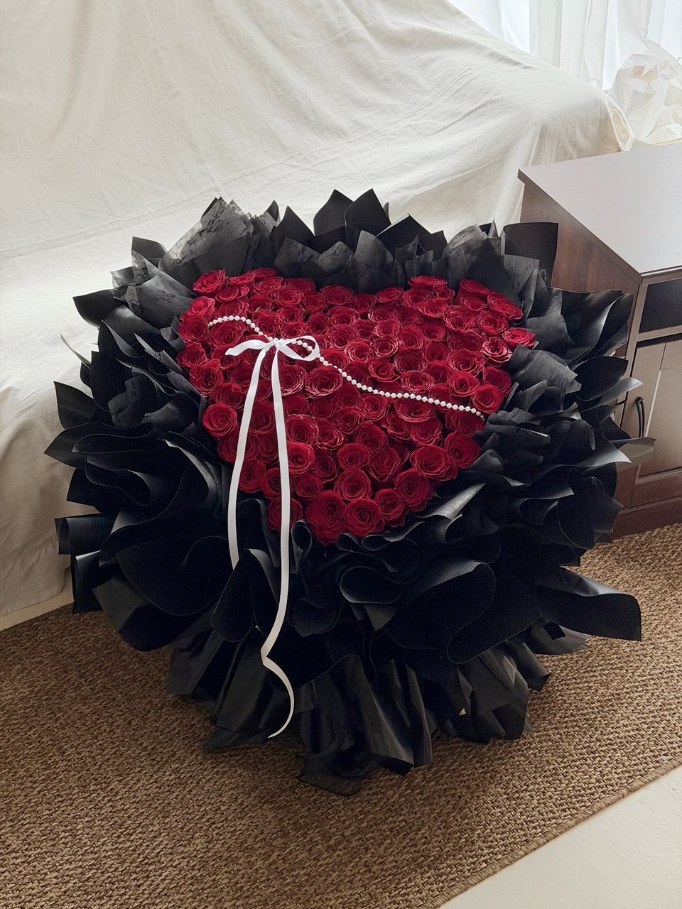 99 red roses proposal bouquet from Hug & Heart Florist, with flower delivery in KL and Selangor.