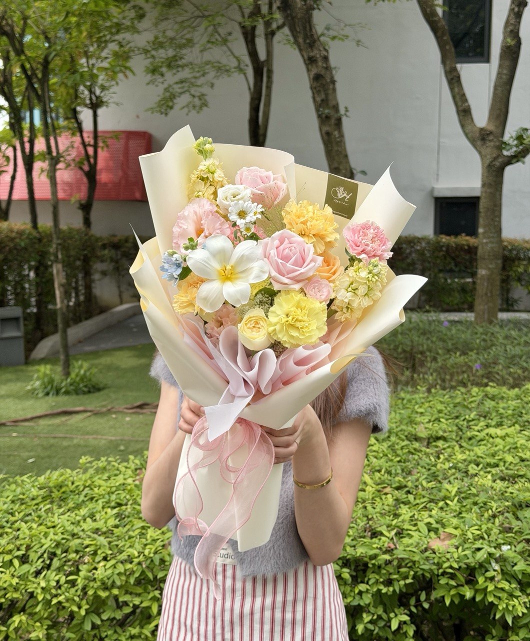 Hand-tied pastel flower bouquet perfect for birthday and anniversary gifts.