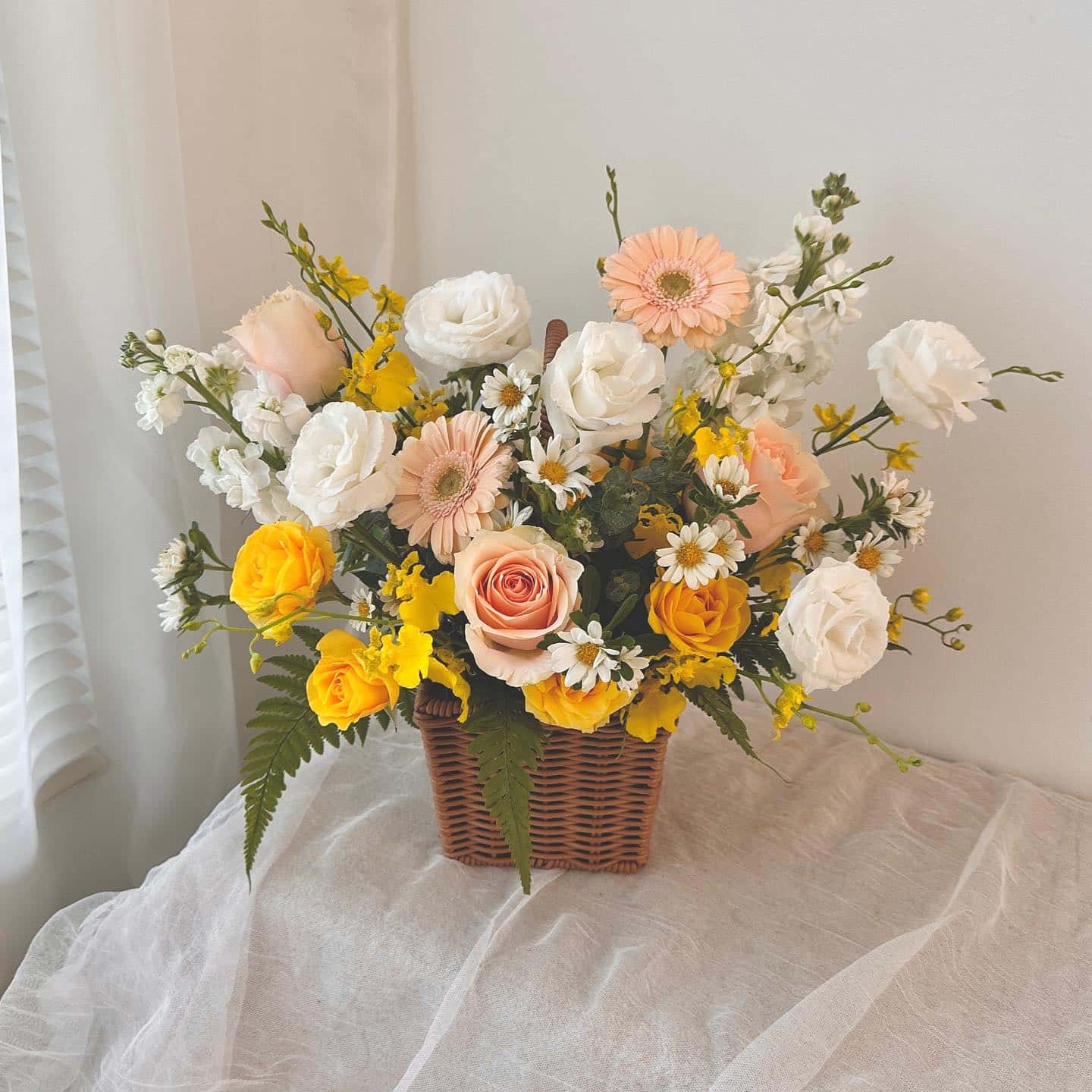 Cheerful Dancing Lady Flower Basket