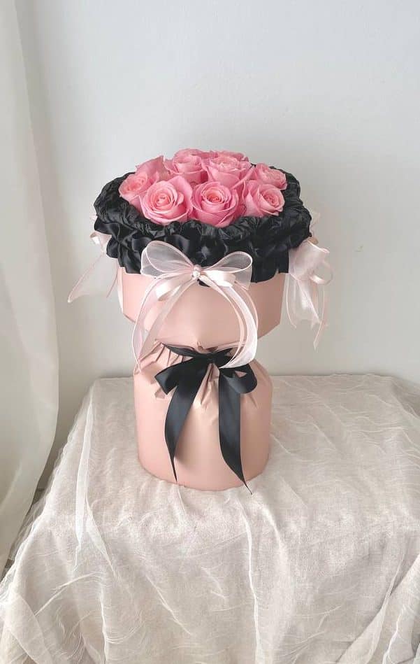 Russian Style Pink Rose with Cute Ribbons