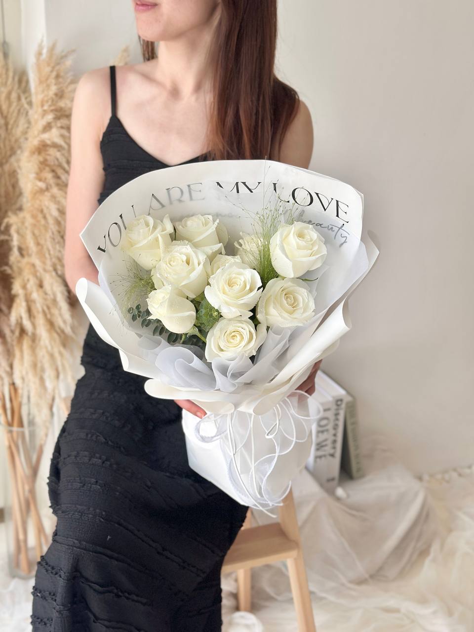 Ava White Rose Bouquet