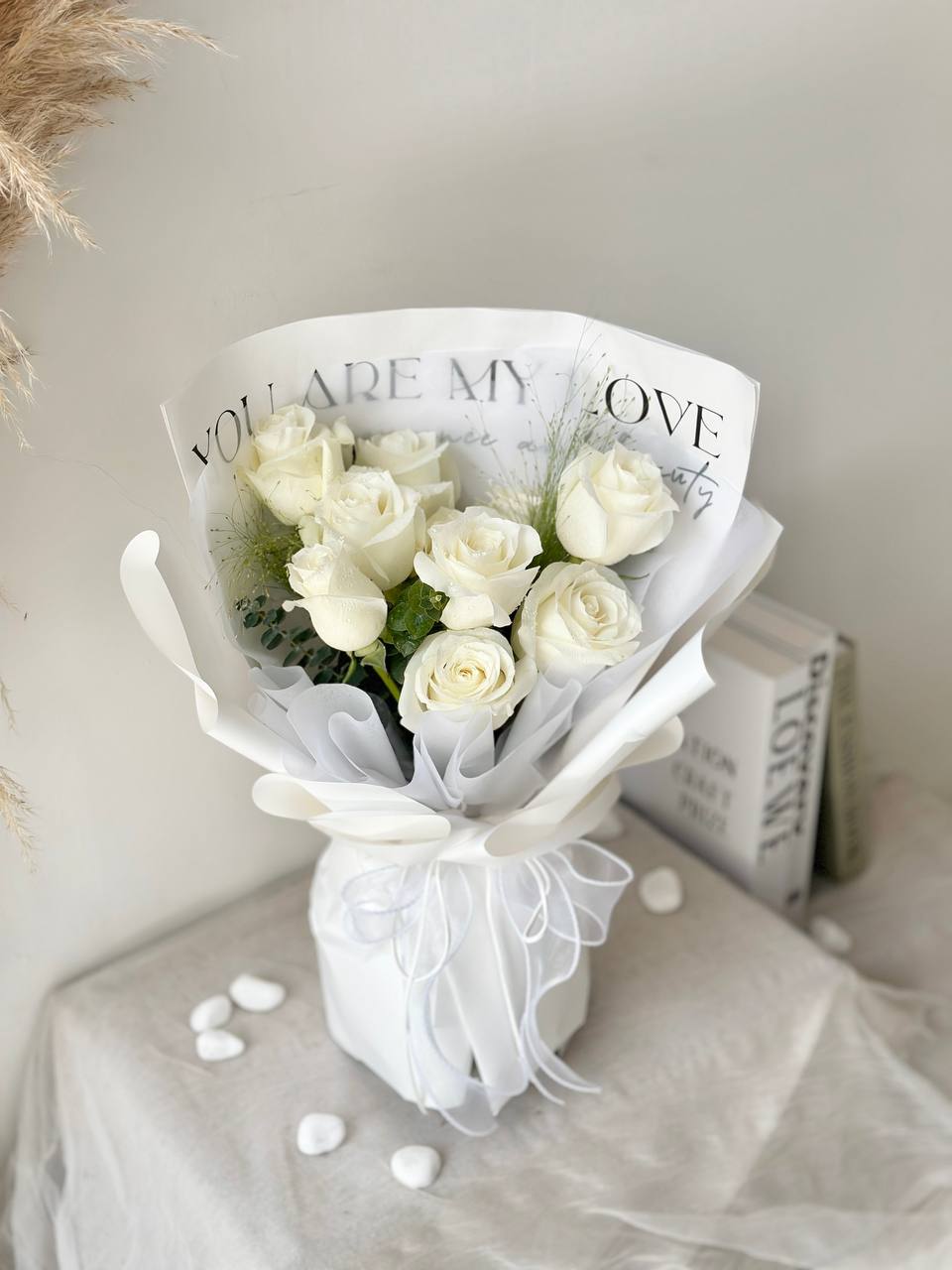 Ava White Rose Bouquet