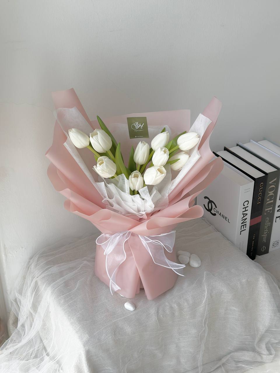 Snow White Tulips Bouquet