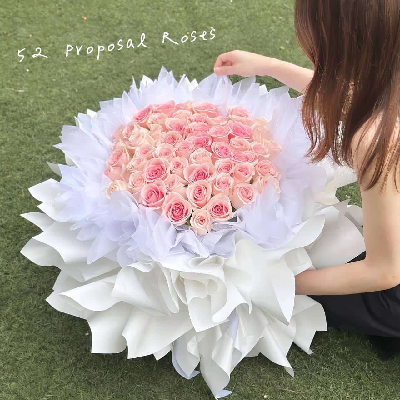 52 Imported Pink Rose Proposal Bouquet