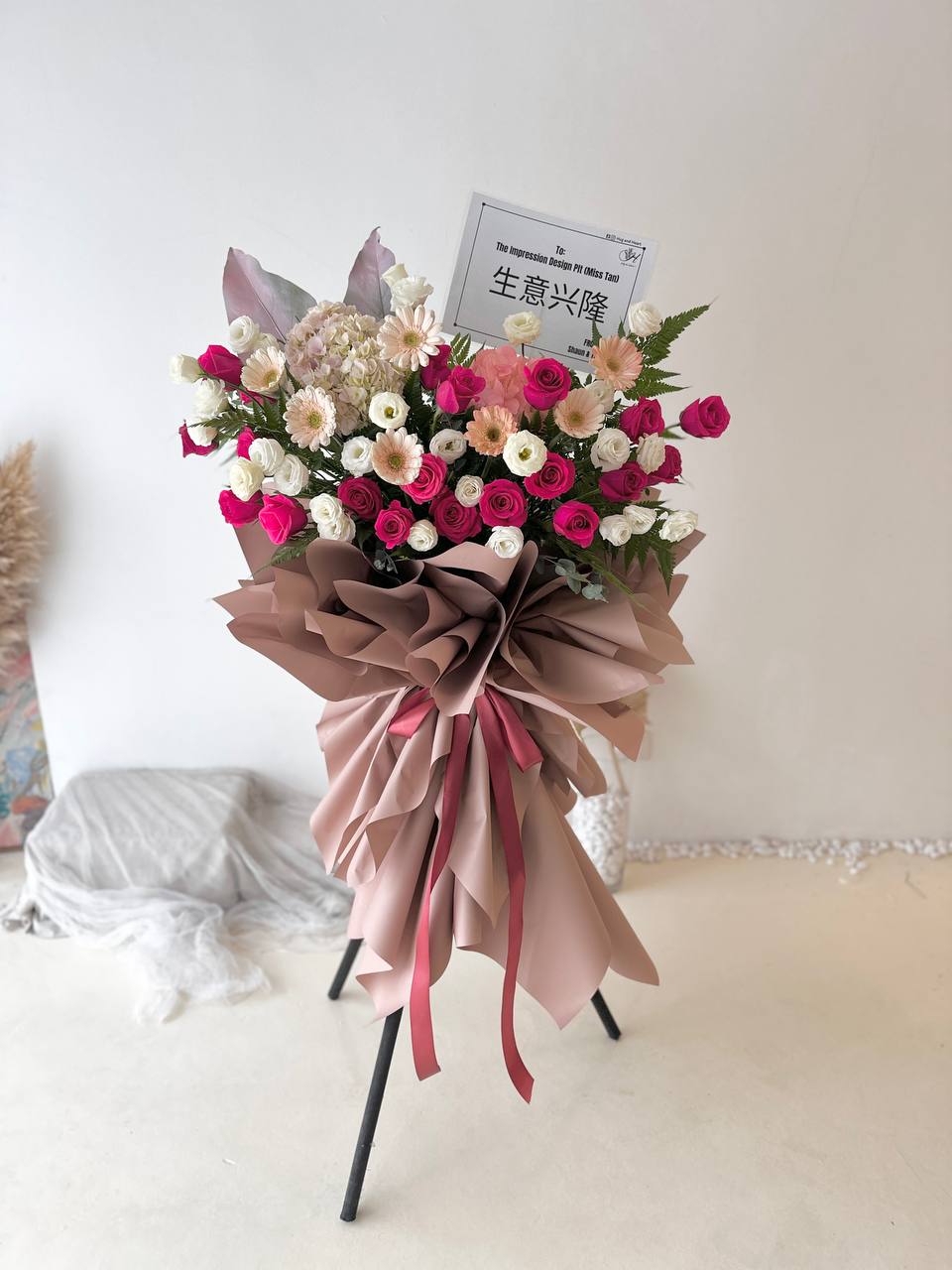 Hot Pink Grand Opening Flower Stand | HUG AND HEART