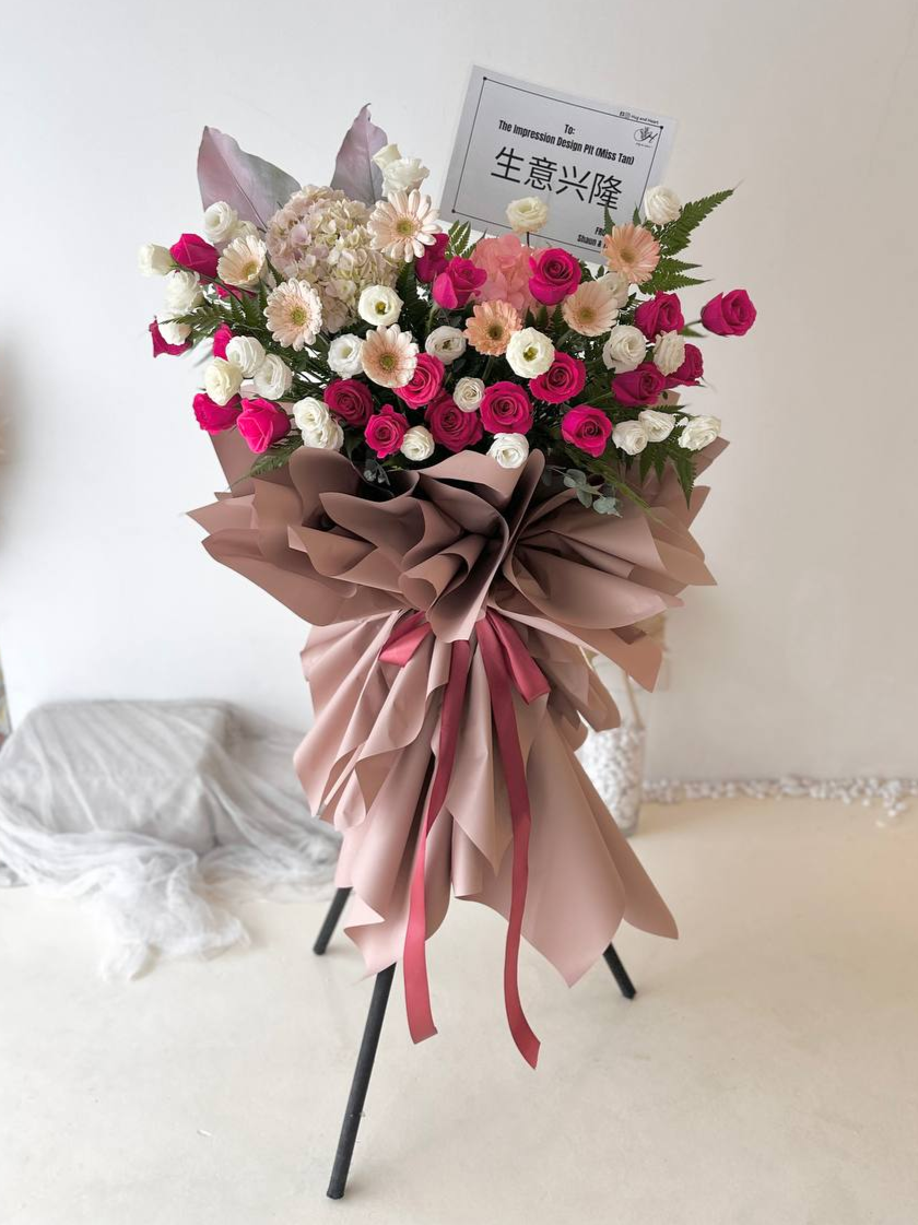 Hot Pink Grand Opening Flower Stand | HUG AND HEART