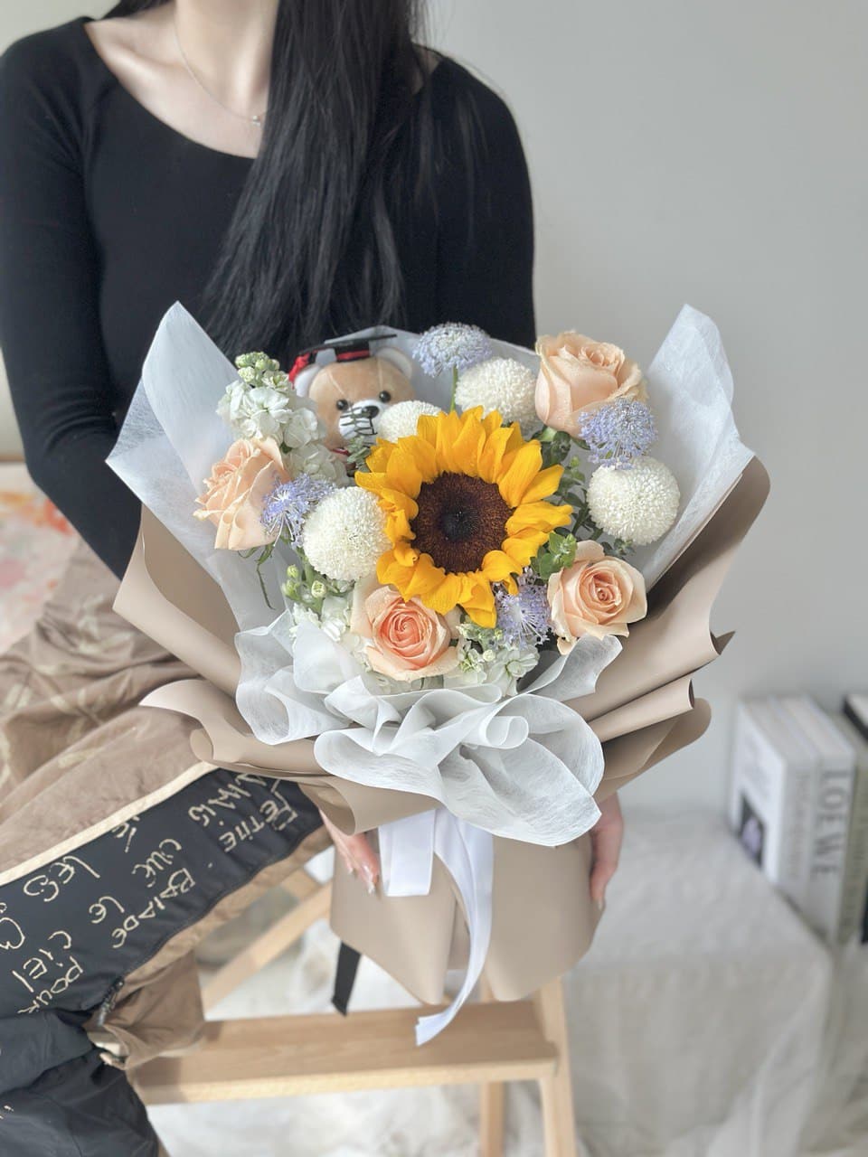 Emryn Sunflower with Graduation Bear Bouquet