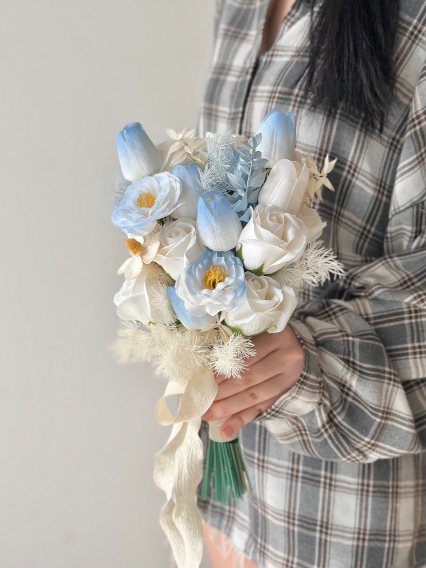 Blue Bridal Soap Flower